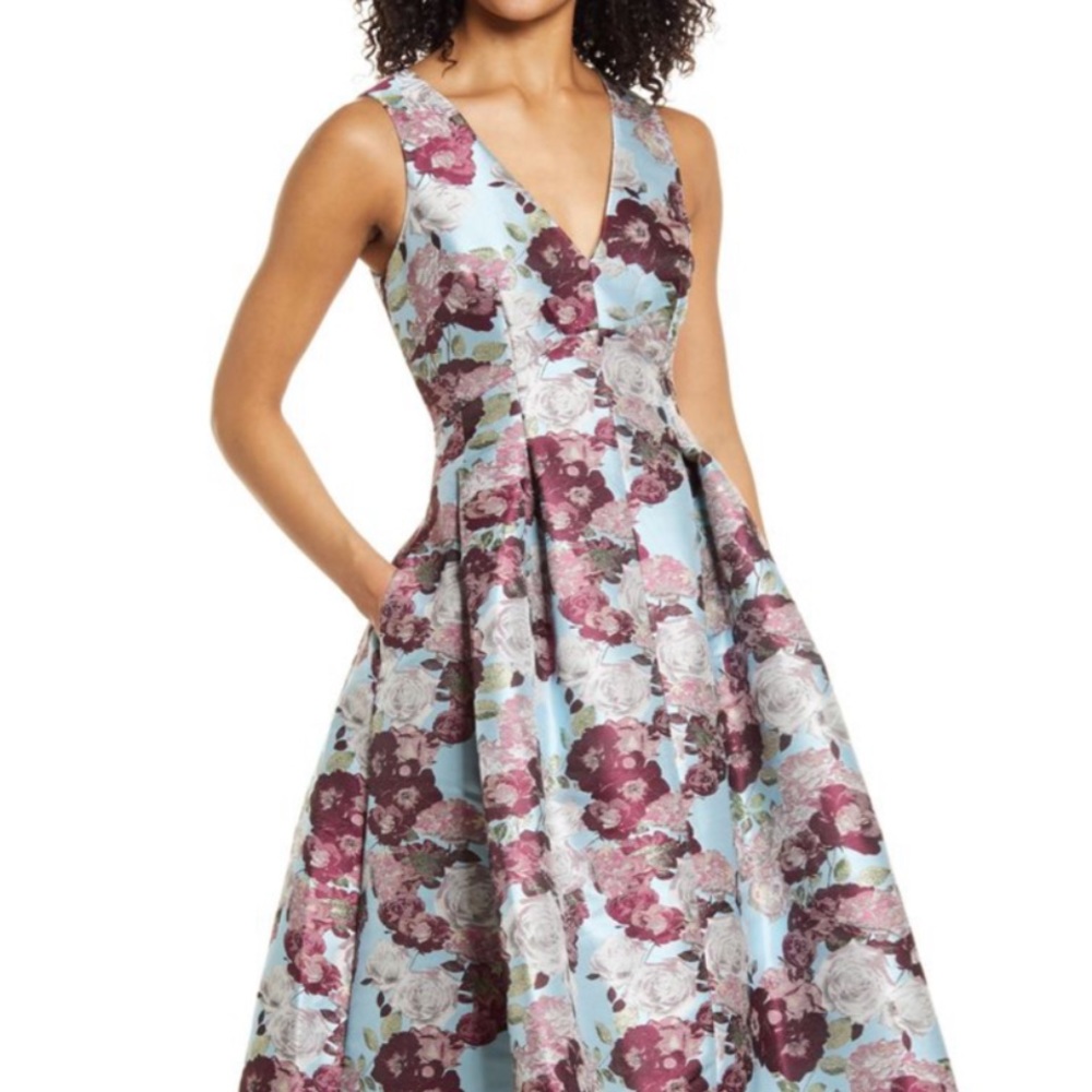 Eliza J metallic floral jacquard cocktail dress size 14